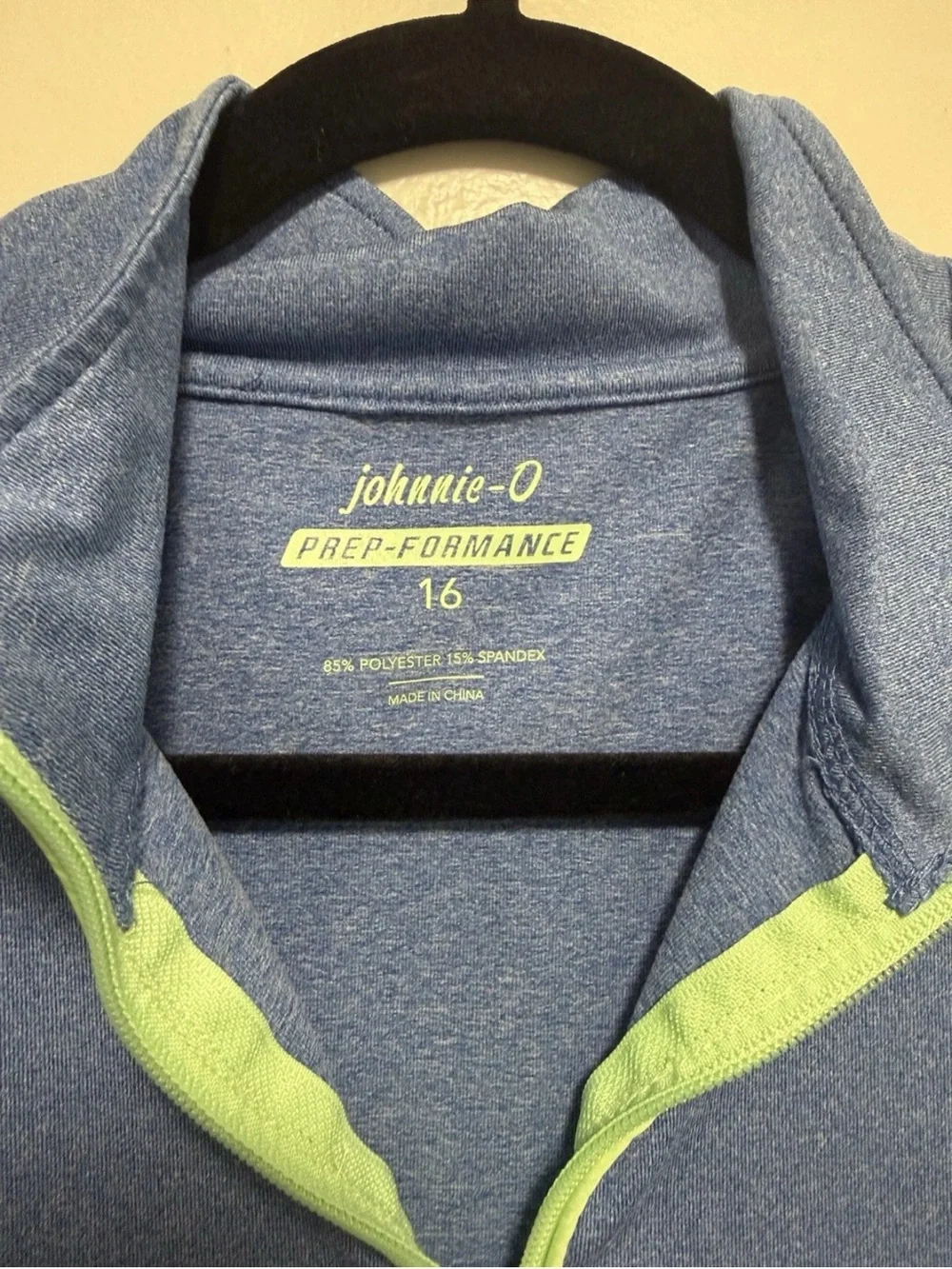 johnnie-O Blue Lightweight Quarter-Zip with Lime Accents